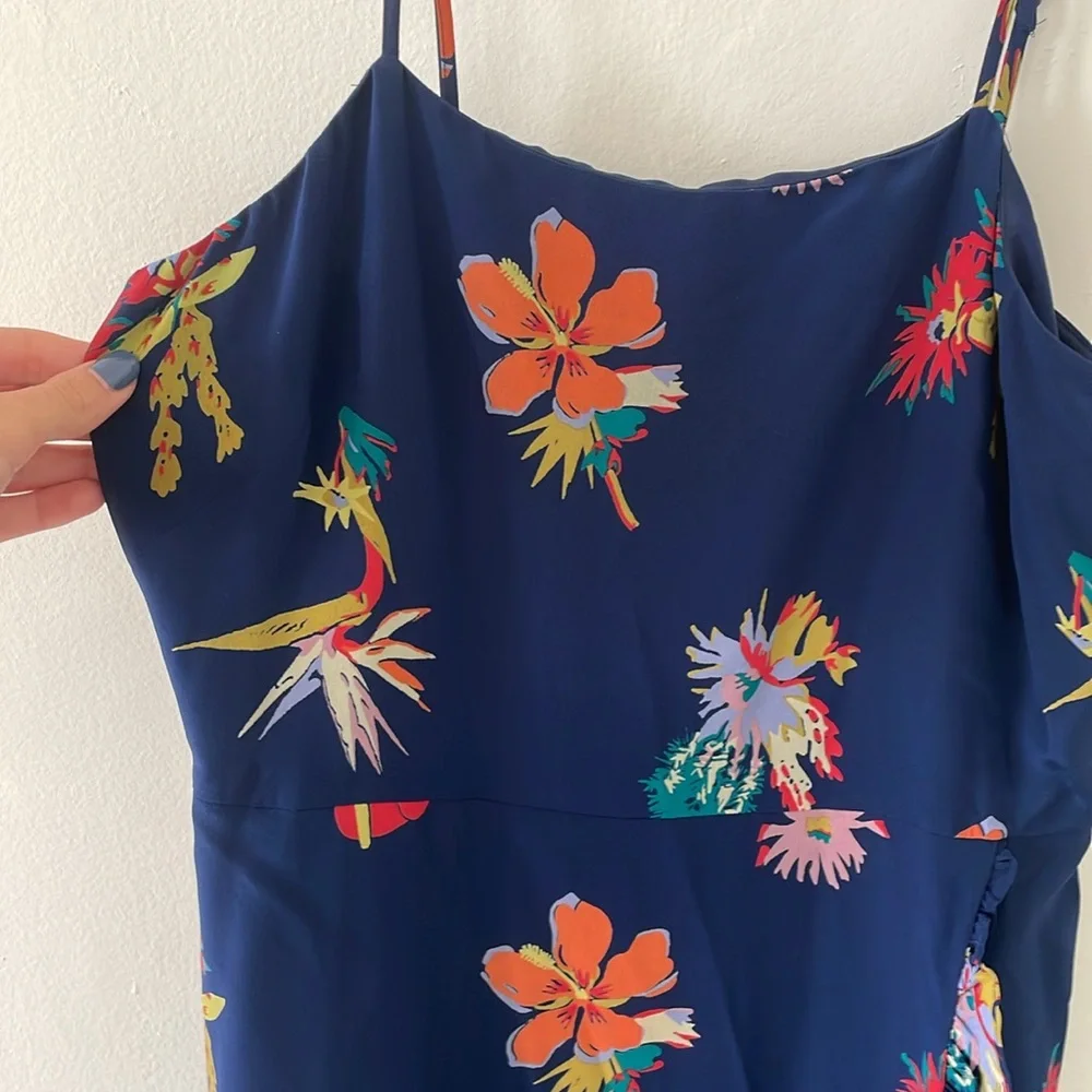 Silk ruffle wrap cami dress in bird of paradise - Picture 4 of 6